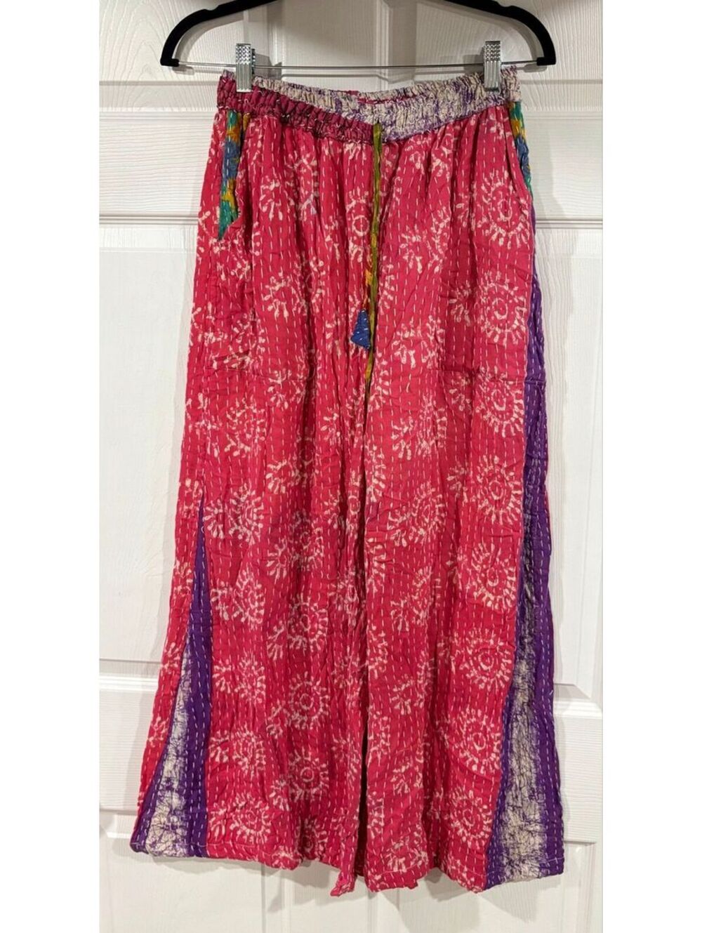 #204 NEW Kantha wide leg patch work pants